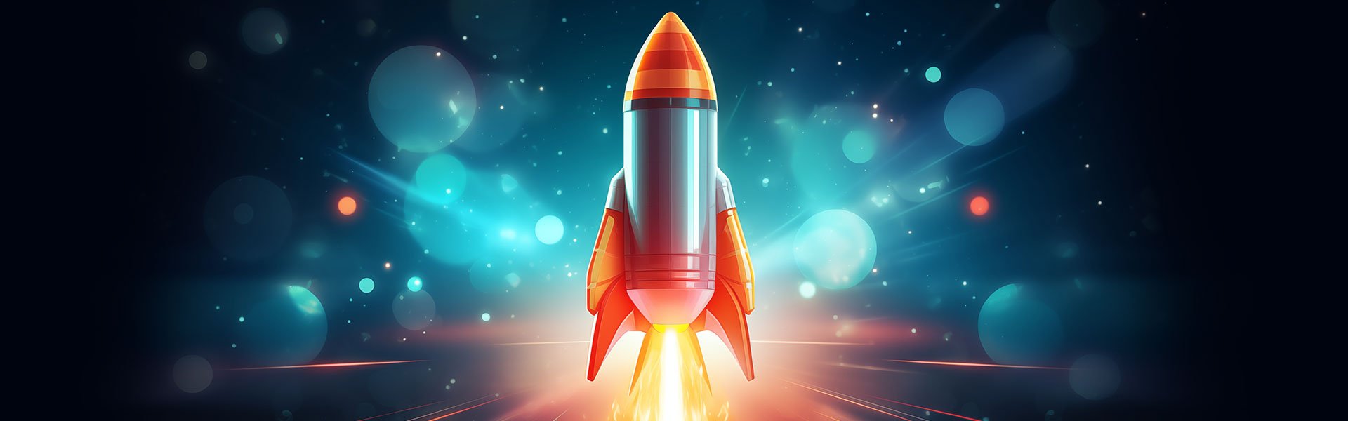 Image of a rocket as a symbol for taking off