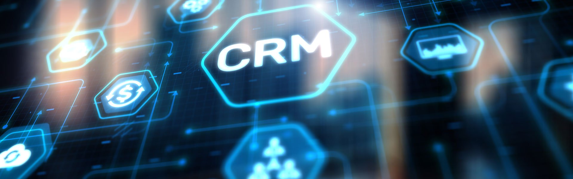 symbolic image of icons associated with the word CRM