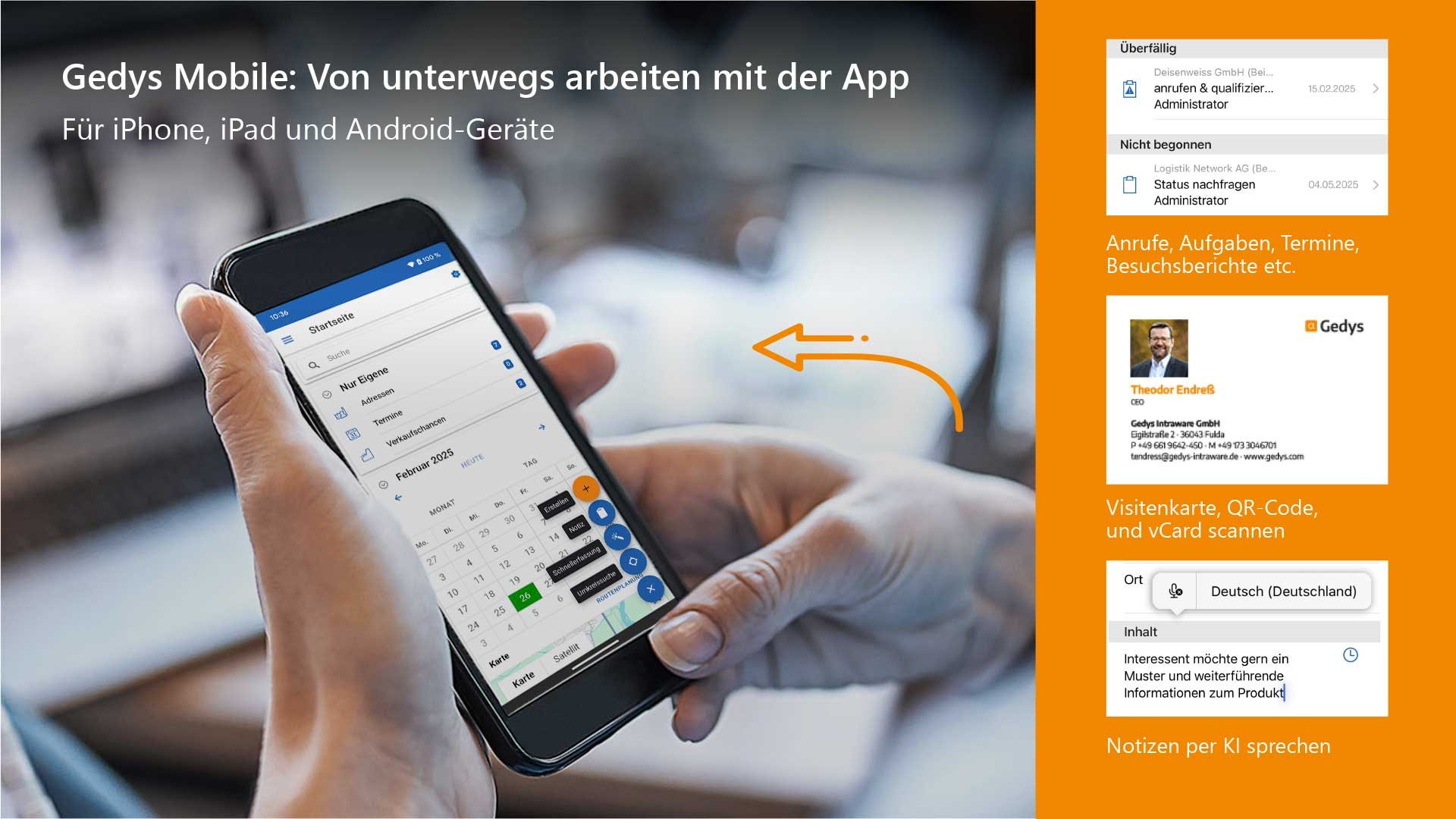 Gedys Mobile: Von unterwegs arbeiten mit der CRM-App