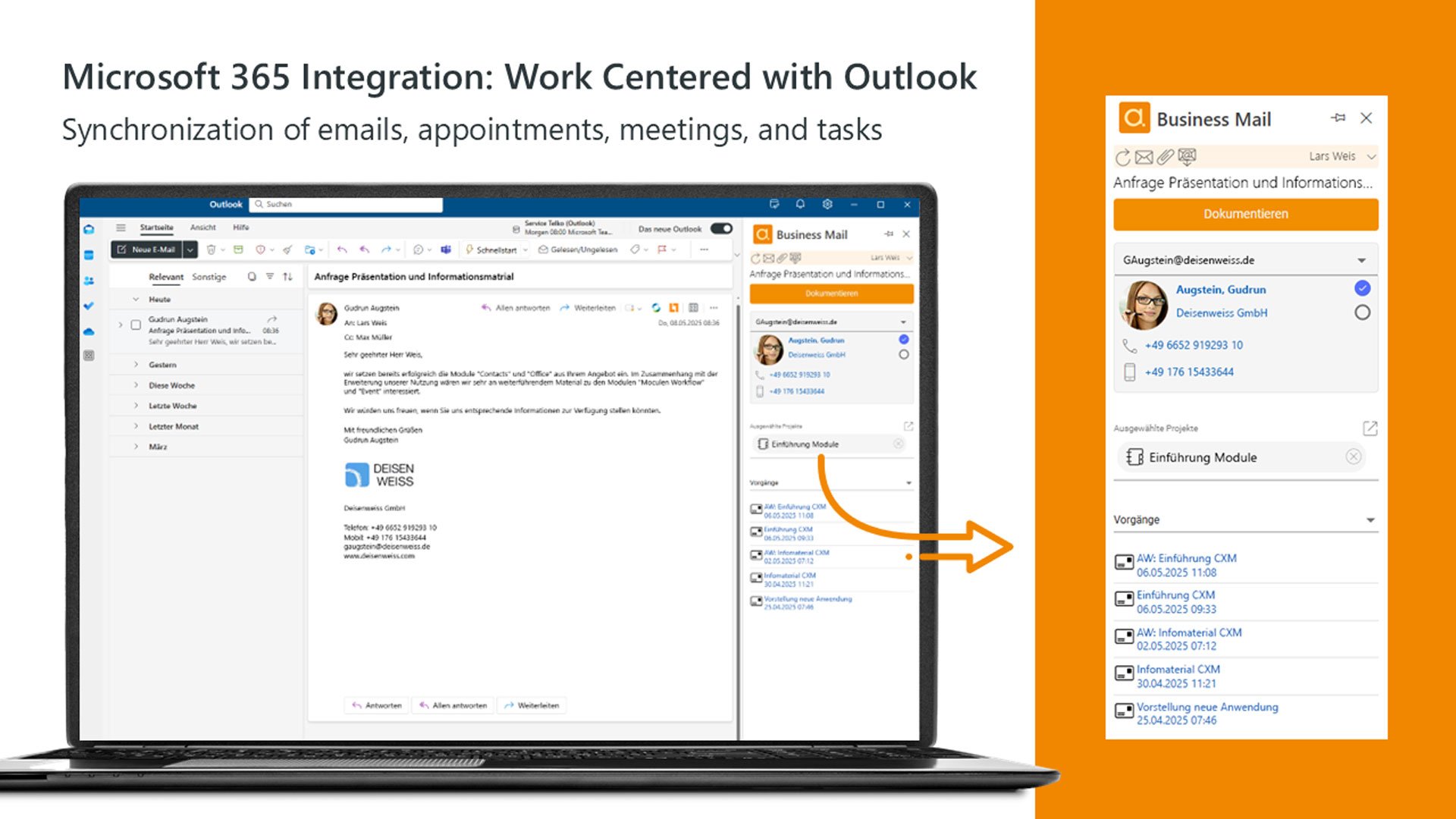 Microsoft 365 integration: Outlook-centric working