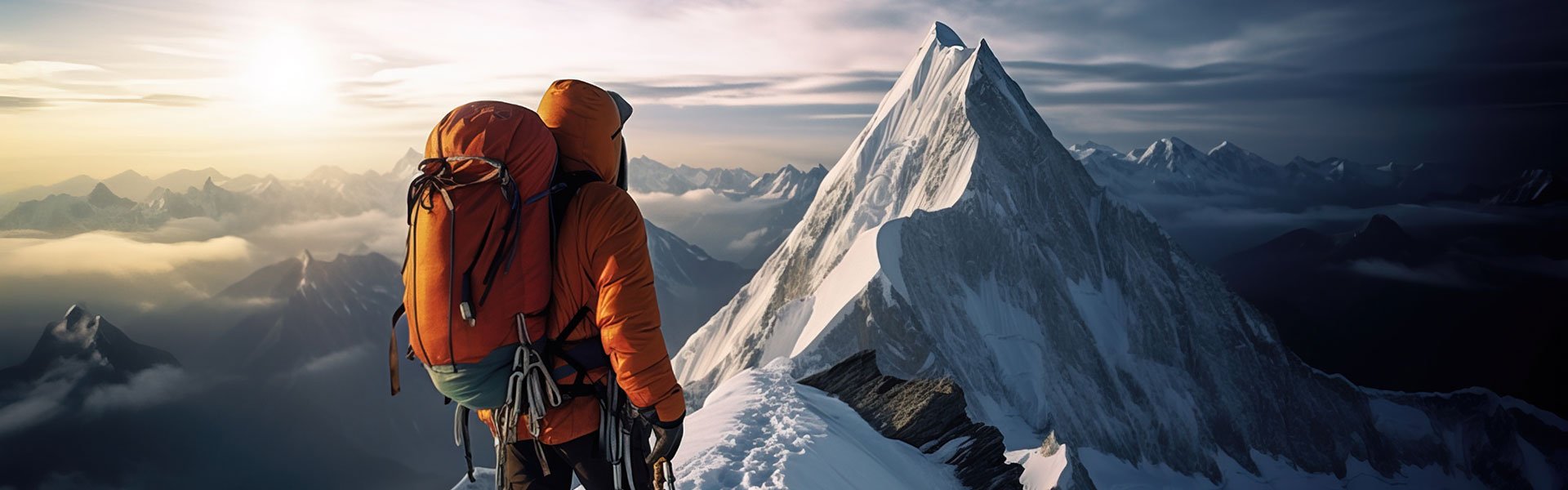 Bild eines Bergsteigers auf dem Gipfel zeigt symbolisch den Weitblick in die Zukunft